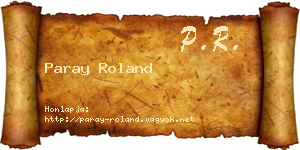 Paray Roland névjegykártya